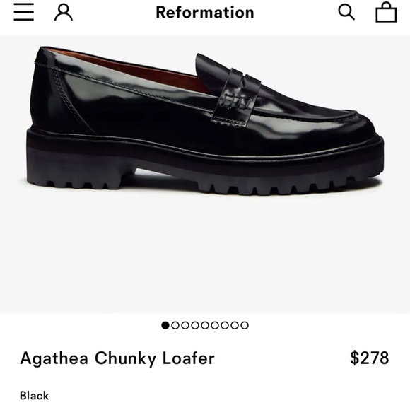 Reformation Agathea Chunky Loafer Leather Patent Shiny Platform Shoes Black - Picture 12 of 12